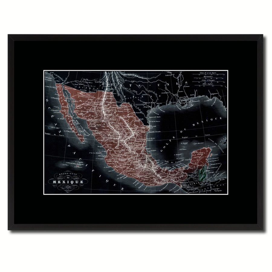 Mexico Vintage Vivid Color Map Canvas Print with Picture Frame  Wall Art Office Decoration Gift Ideas Image 1