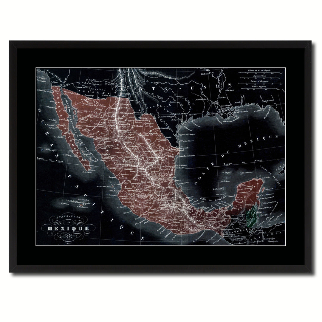 Mexico Vintage Vivid Color Map Canvas Print with Picture Frame  Wall Art Office Decoration Gift Ideas Image 3