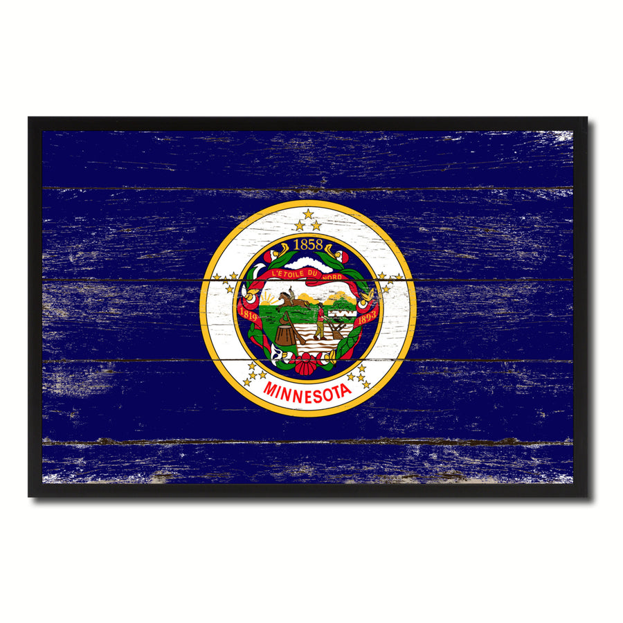 Minnesota Flag Canvas Print with Picture Frame Gift Ideas  Wall Art Decoration Image 1