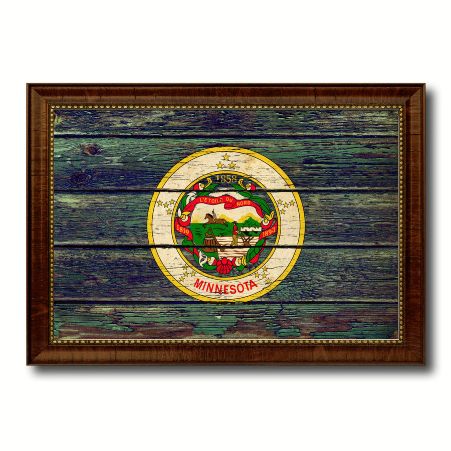 Minnesota Vintage Flag Canvas Print with Picture Frame Gift Ideas  Wall Art Decoration Image 1