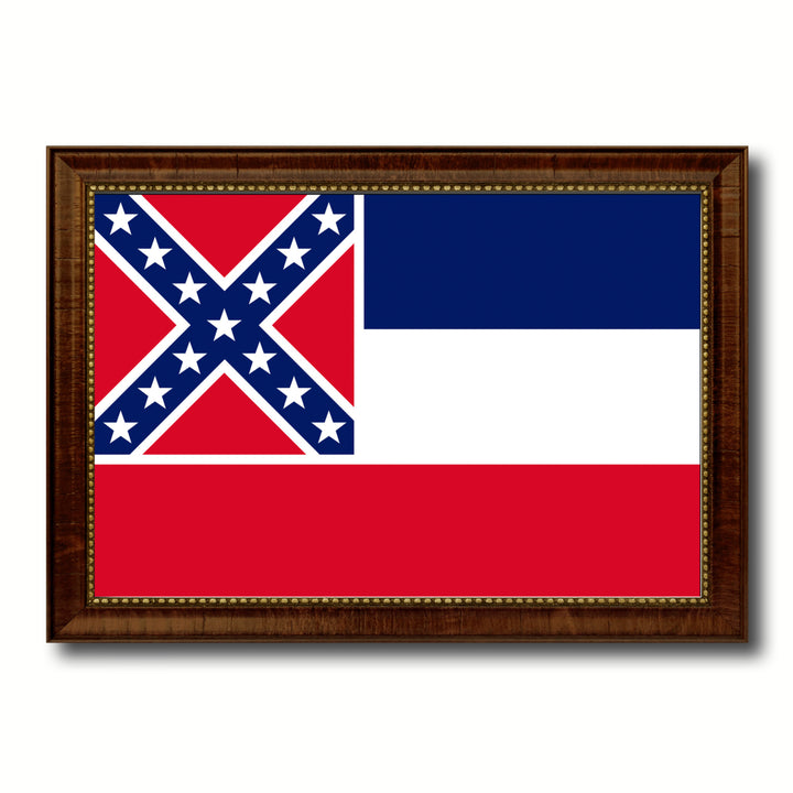 Mississippi State Flag Canvas Print with Picture Frame  Wall Art Gift Image 1