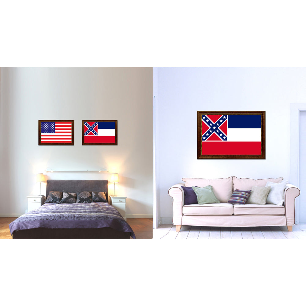 Mississippi State Flag Canvas Print with Picture Frame  Wall Art Gift Image 2