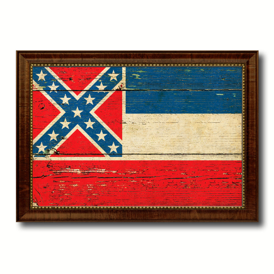 Mississippi Vintage Flag Canvas Print with Picture Frame Gift Ideas  Wall Art Decoration Image 1