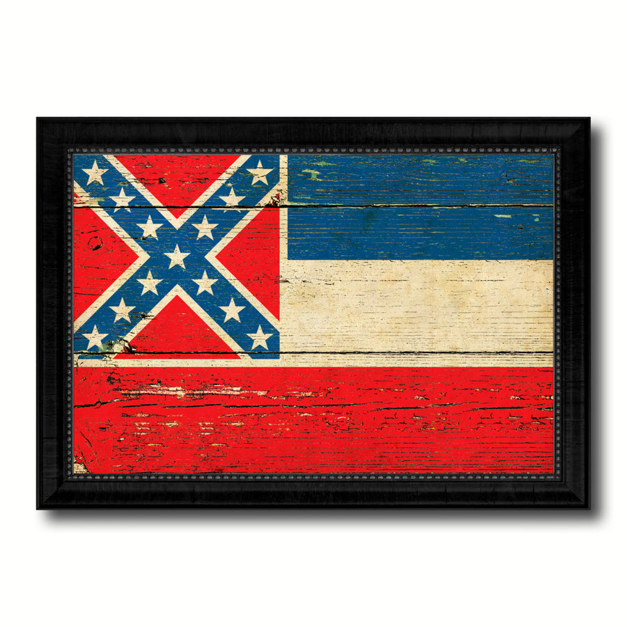 Mississippi Vintage Flag Canvas Print with Picture Frame  Wall Art Gift Image 1