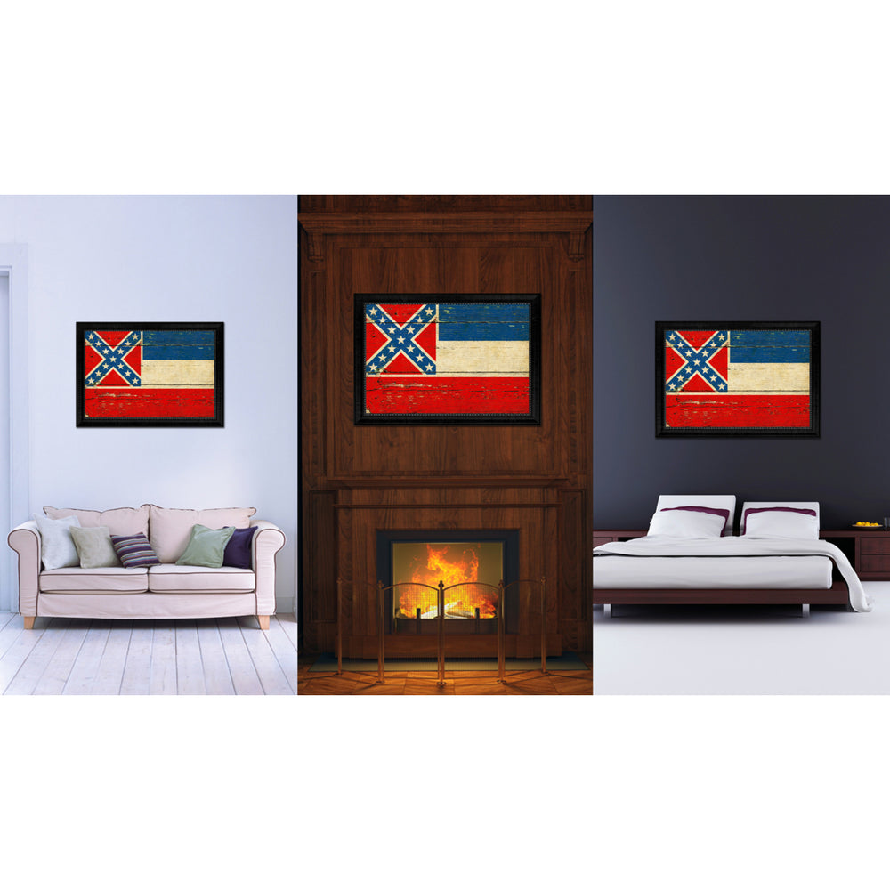 Mississippi Vintage Flag Canvas Print with Picture Frame  Wall Art Gift Image 2