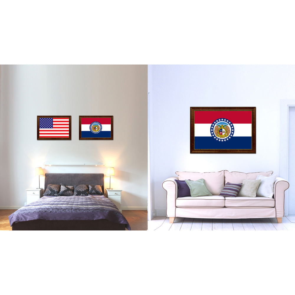 Missouri State Flag Canvas Print with Picture Frame  Wall Art Gift Image 2