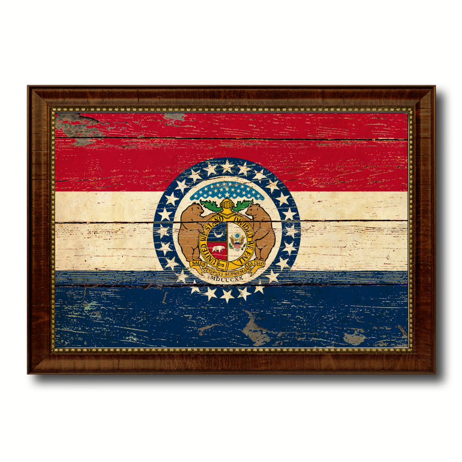 Missouri Vintage Flag Canvas Print with Picture Frame Gift Ideas  Wall Art Decoration Image 1