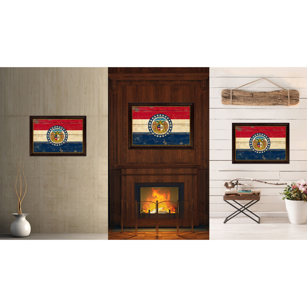 Missouri Vintage Flag Canvas Print with Picture Frame Gift Ideas  Wall Art Decoration Image 2