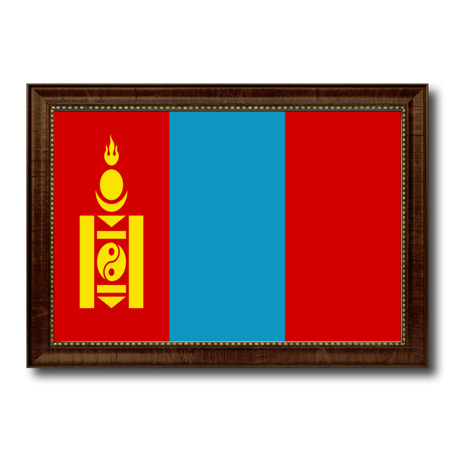 Mongolia Country Flag Canvas Print with Picture Frame  Gifts Wall Image 1