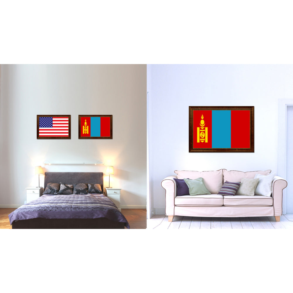 Mongolia Country Flag Canvas Print with Picture Frame  Gifts Wall Image 2