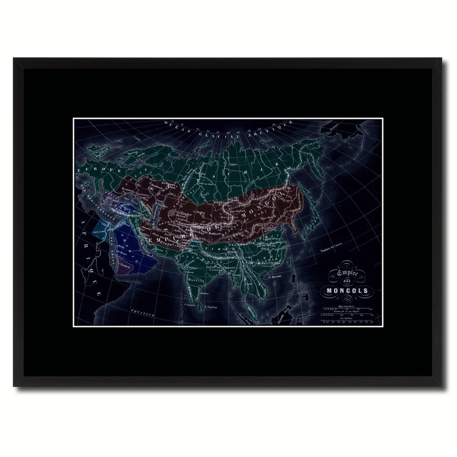 Mongolian Empire Asia Vintage Vivid Color Map Canvas Print with Picture Frame  Wall Art Office Decoration Gift Ideas Image 1