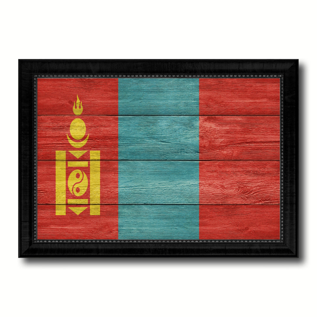 Mongolia Country Flag Texture Canvas Print with Picture Frame  Wall Art Gift Ideas Image 1