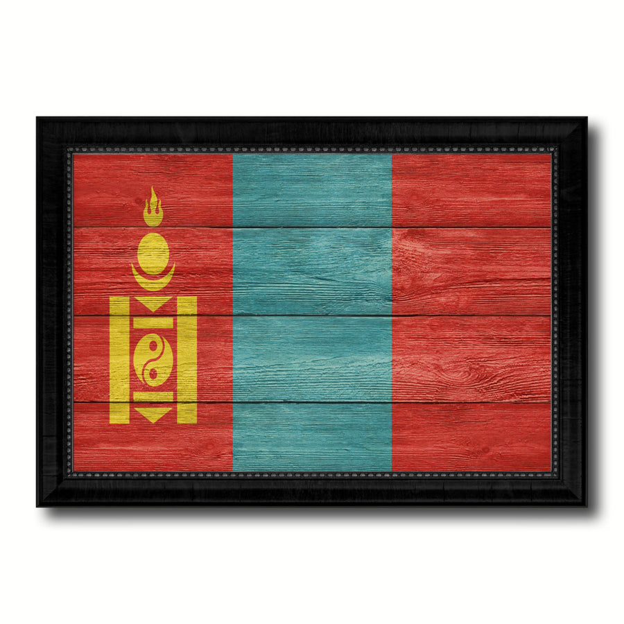 Mongolia Country Flag Texture Canvas Print with Picture Frame  Wall Art Gift Ideas Image 1