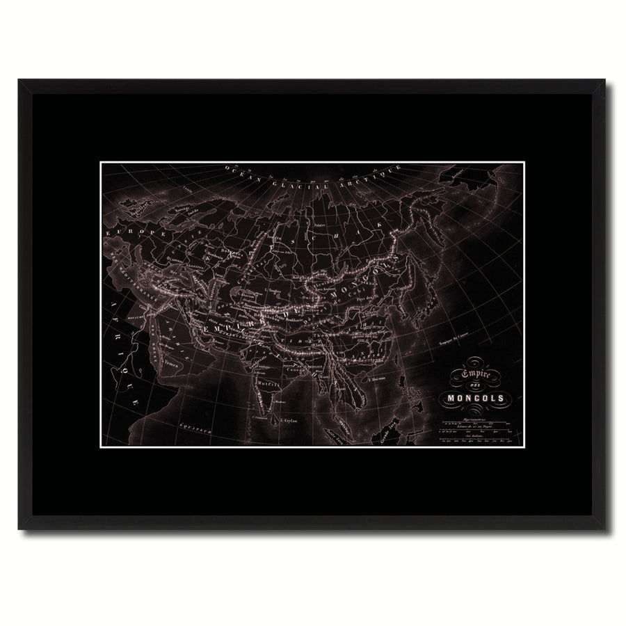 Mongolian Empire Asia Vintage Vivid Sepia Map Canvas Print with Picture Frame  Wall Art Decoration Gifts Image 1
