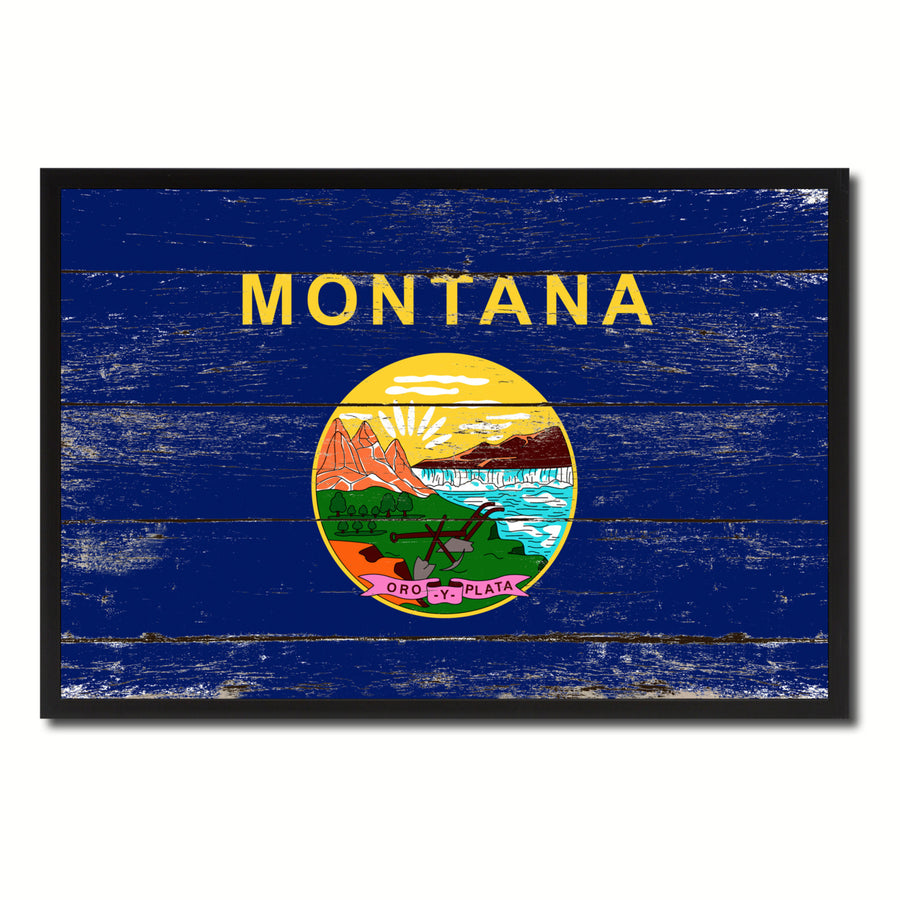 Montana Flag Canvas Print with Picture Frame Gift Ideas  Wall Art Decoration Image 1