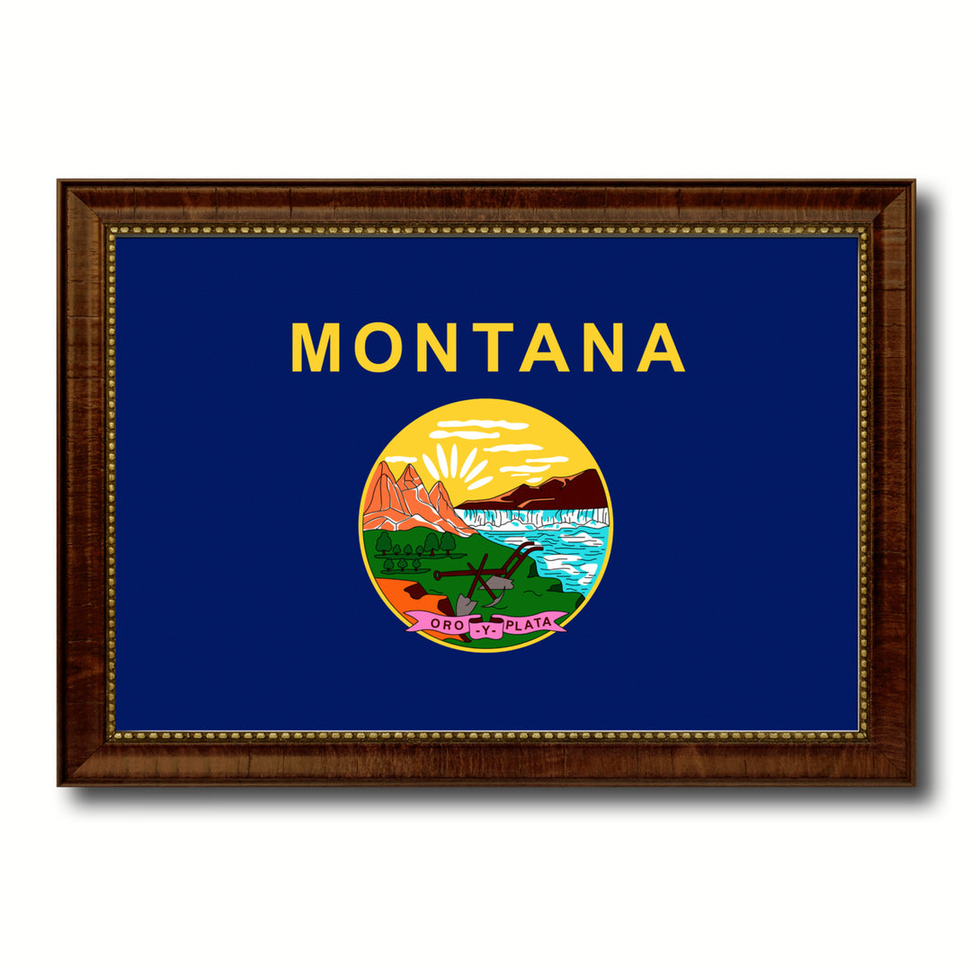 Montana State Flag Canvas Print with Picture Frame  Wall Art Gift Image 1