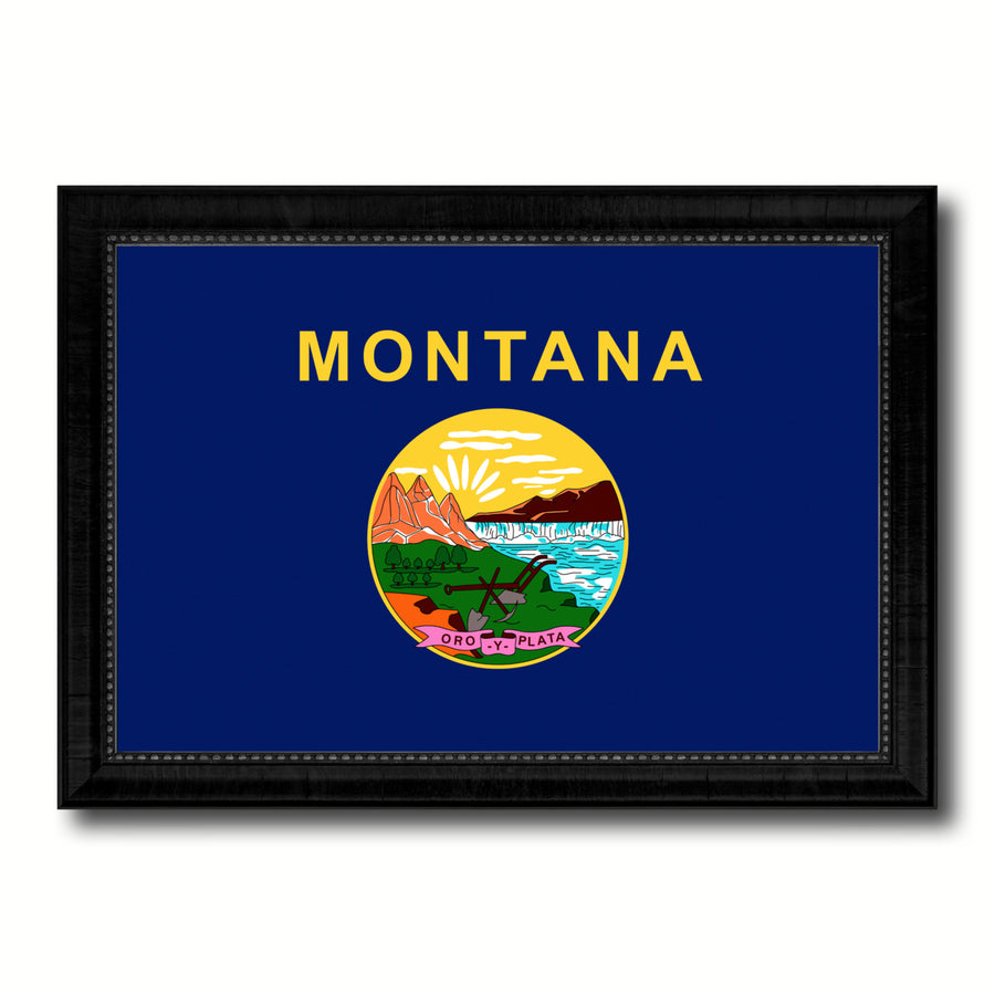 Montana State Flag Canvas Print with Picture Frame Gift Ideas  Wall Art Decoration Image 1