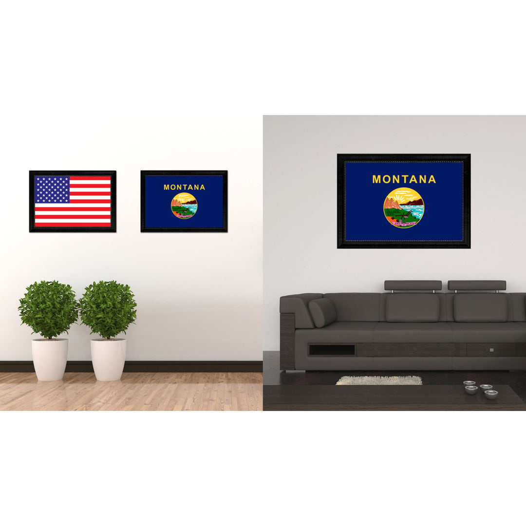 Montana State Flag Canvas Print with Picture Frame Gift Ideas  Wall Art Decoration Image 2