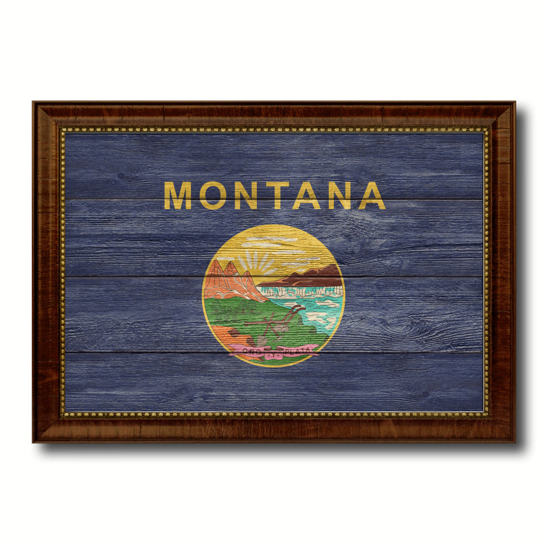 Montana Texture Flag Canvas Print with Picture Frame Gift Ideas  Wall Art Decoration Image 1