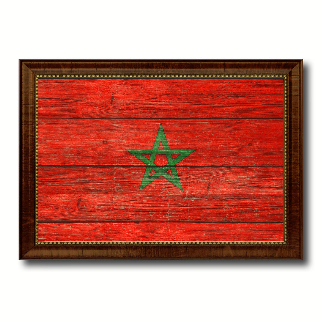 Morocco Country Flag Texture Canvas Print with Custom Frame  Gift Ideas Wall Decoration Image 1