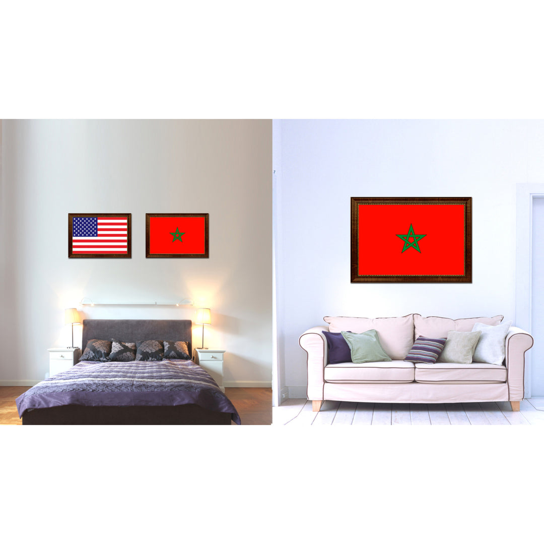 Morocco Country Flag Canvas Print with Picture Frame  Gifts Wall Image 2