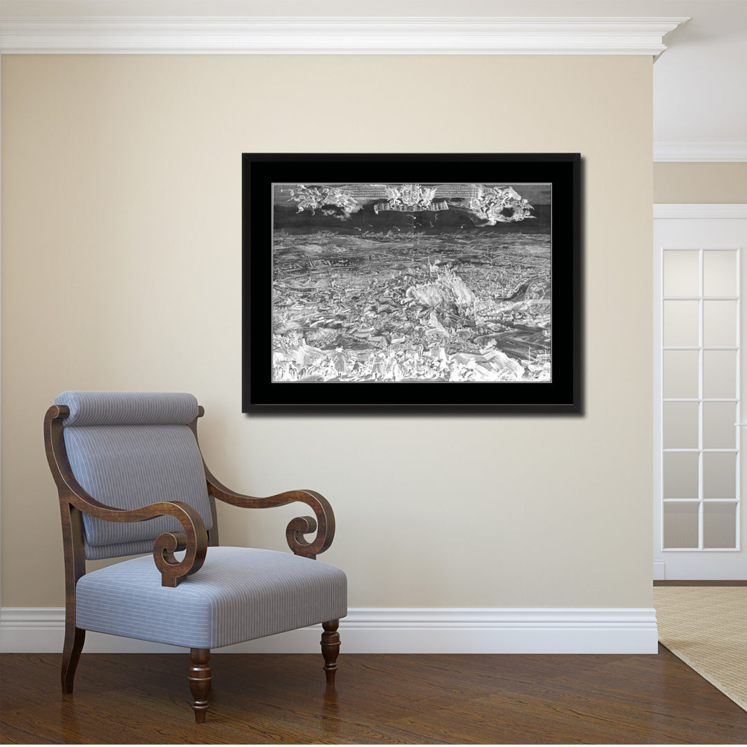 Mountain Fortress Vintage Monochrome Map Canvas Print with Gifts Picture Frame  Wall Art Image 2