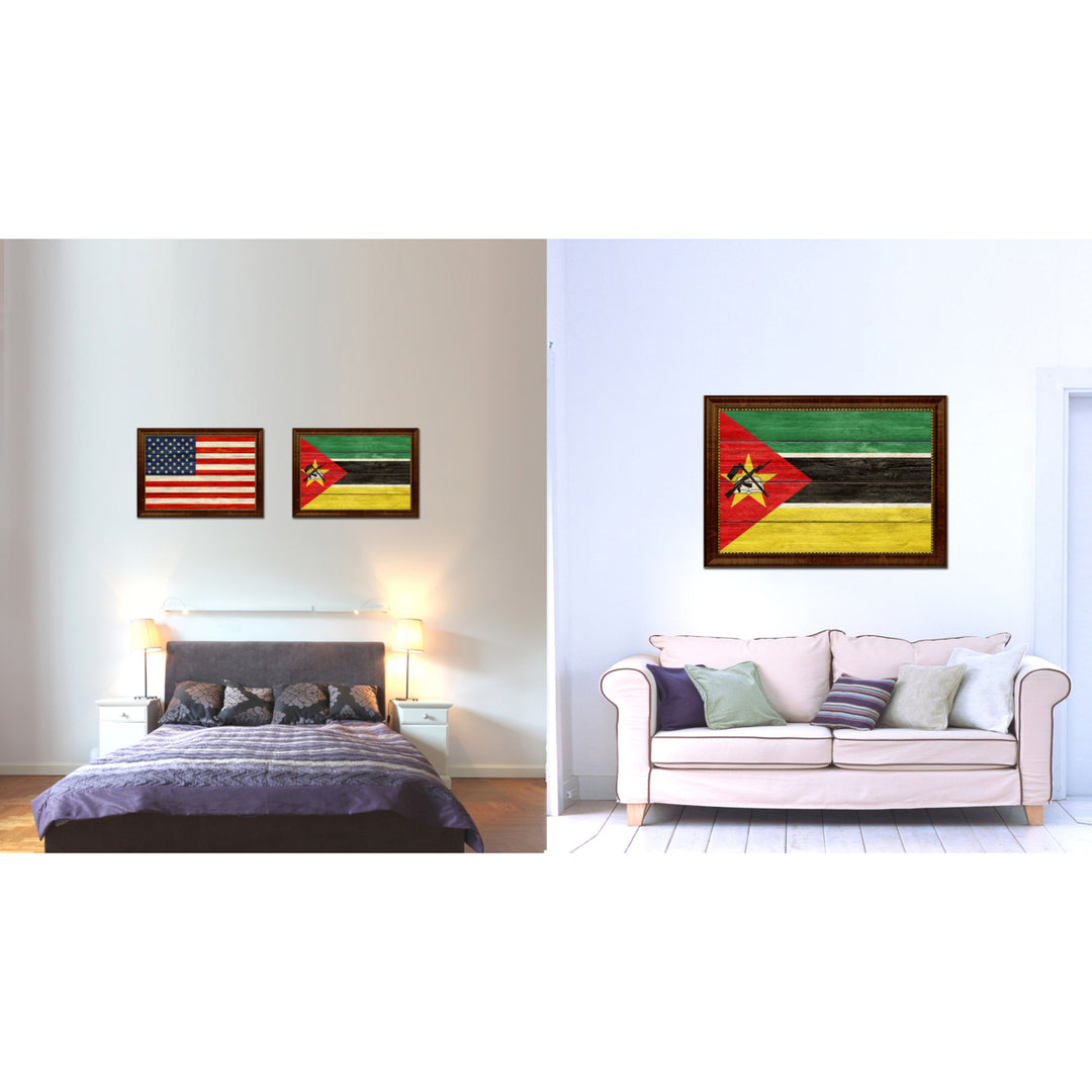 Mozambique Country Flag Texture Canvas Print with Custom Frame  Gift Ideas Wall Decoration Image 2