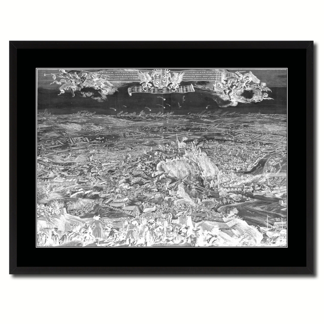 Mountain Fortress Vintage Monochrome Map Canvas Print with Gifts Picture Frame  Wall Art Image 3