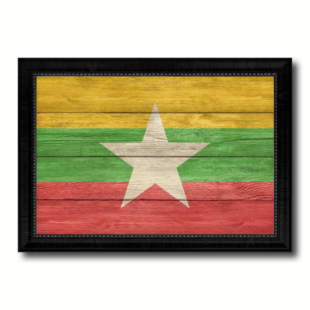 Myanmar Country Flag Texture Canvas Print with Picture Frame  Wall Art Gift Ideas Image 1