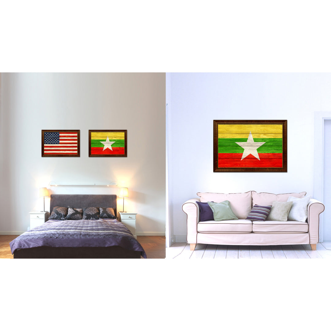 Myanmar Country Flag Texture Canvas Print with Custom Frame  Gift Ideas Wall Decoration Image 2