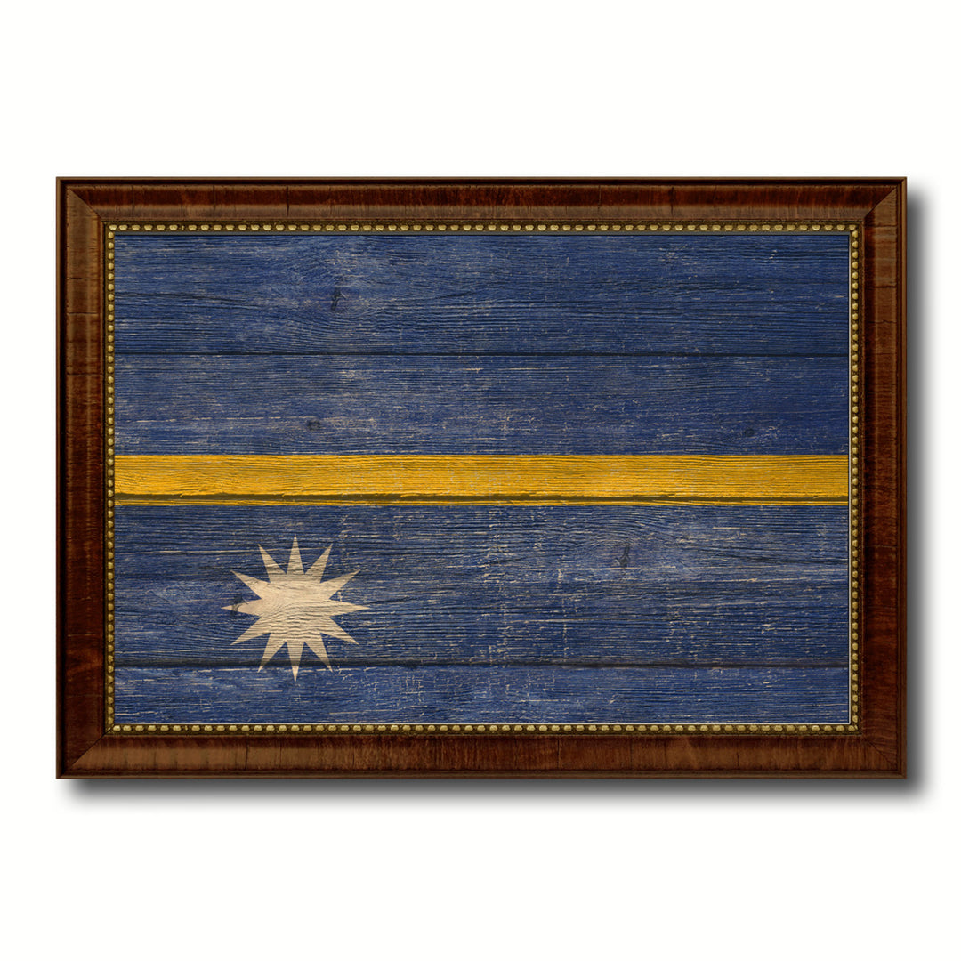 Nauru Country Flag Texture Canvas Print with Custom Frame  Gift Ideas Wall Decoration Image 1