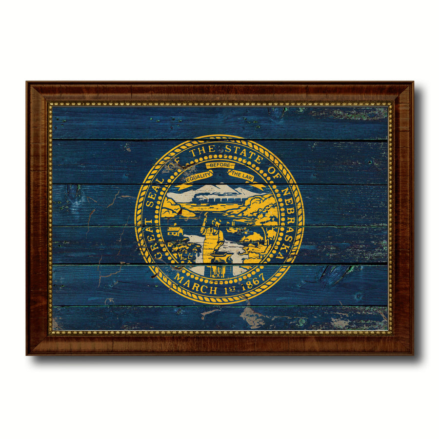 Nebraska Vintage Flag Canvas Print with Picture Frame Gift Ideas  Wall Art Decoration Image 1