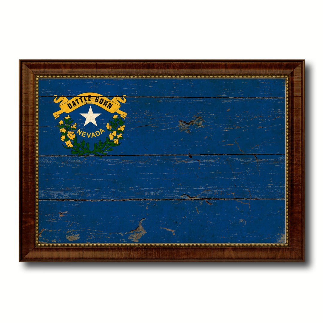 Nevada Vintage Flag Canvas Print with Picture Frame Gift Ideas  Wall Art Decoration Image 1