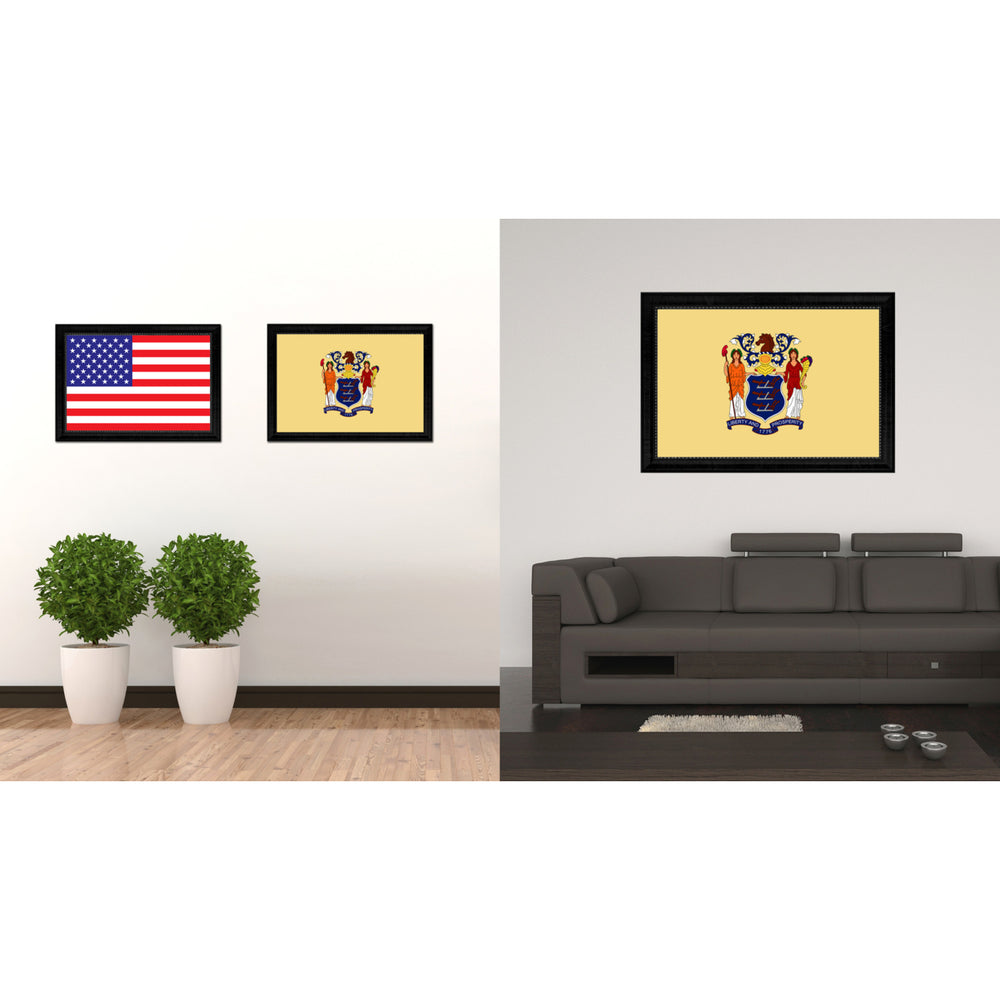 Jersey State Flag Canvas Print with Picture Frame Gift Ideas  Wall Art Decoration Image 2