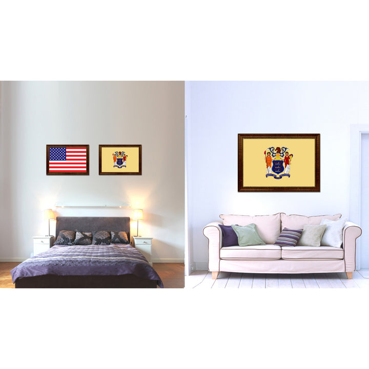 Jersey State Flag Canvas Print with Picture Frame  Wall Art Gift Image 2