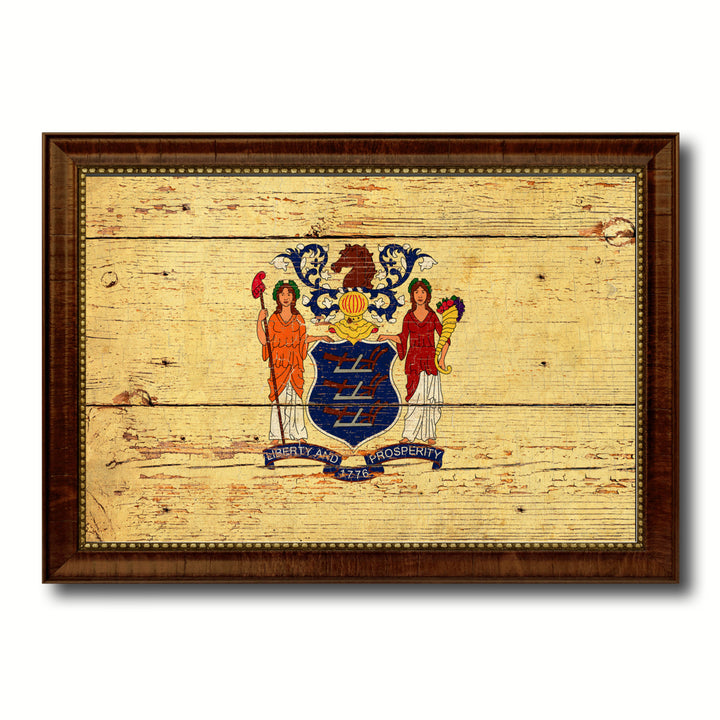 Jersey Vintage Flag Canvas Print with Picture Frame Gift Ideas  Wall Art Decoration Image 1