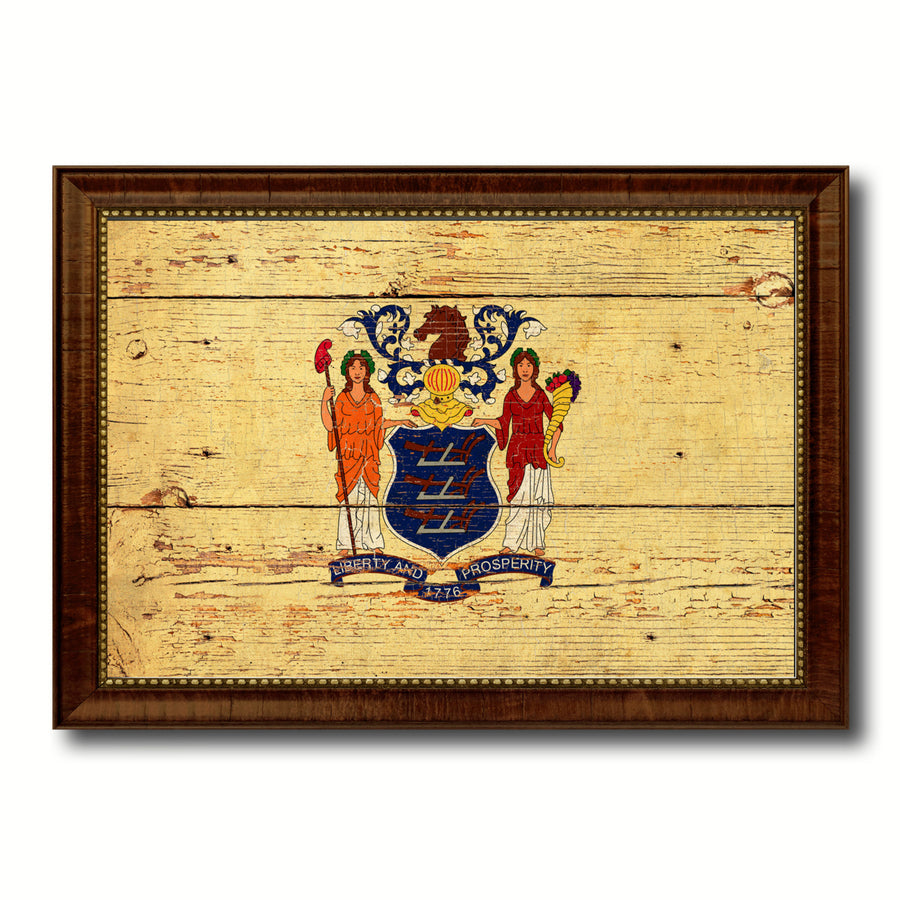 Jersey Vintage Flag Canvas Print with Picture Frame Gift Ideas  Wall Art Decoration Image 1