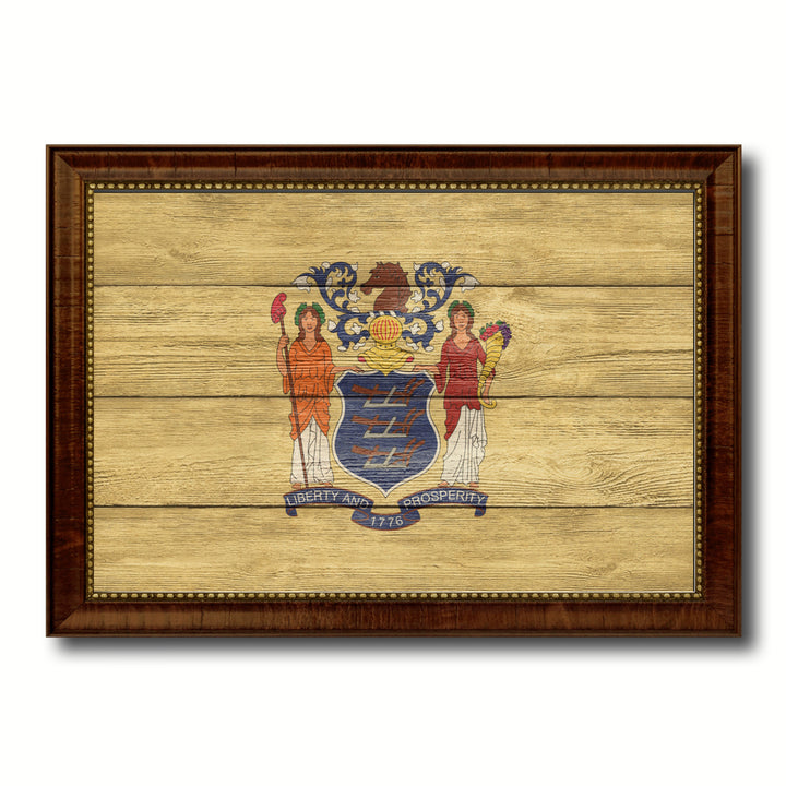 Jersey Texture Flag Canvas Print with Picture Frame Gift Ideas  Wall Art Decoration Image 1