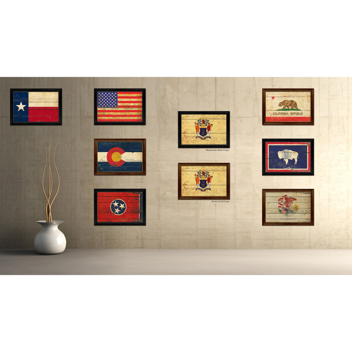 Jersey Vintage Flag Canvas Print with Picture Frame Gift Ideas  Wall Art Decoration Image 3