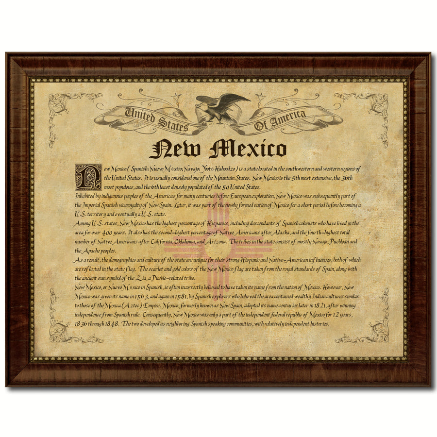 Mexico State Vintage History Flag Canvas Print with Picture Frame  Wall Art Decoration Gift Ideas Image 1