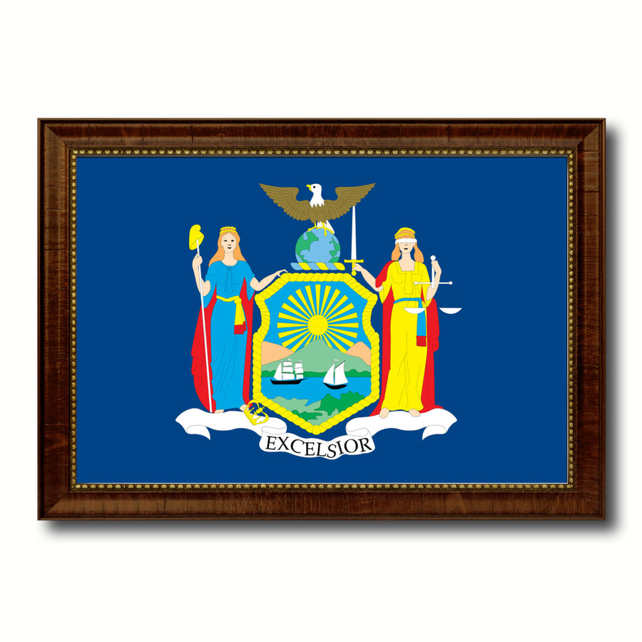 York State Flag Canvas Print with Picture Frame  Wall Art Gift Image 1