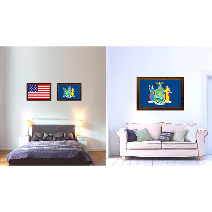 York State Flag Canvas Print with Picture Frame  Wall Art Gift Image 2