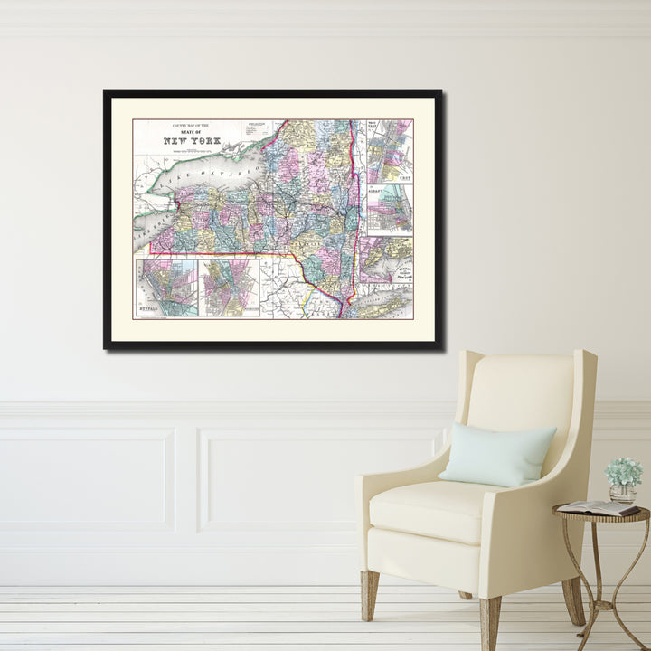 York Vintage Antique Map Wall Art  Gift Ideas Canvas Print Custom Picture Frame Image 5