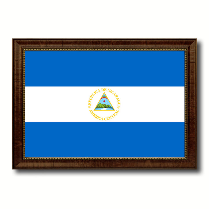 Nicaragua Country Flag Canvas Print with Picture Frame  Wall Art Gift Ideas Image 1
