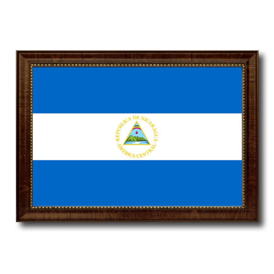 Nicaragua Country Flag Canvas Print with Picture Frame  Wall Art Gift Ideas Image 1