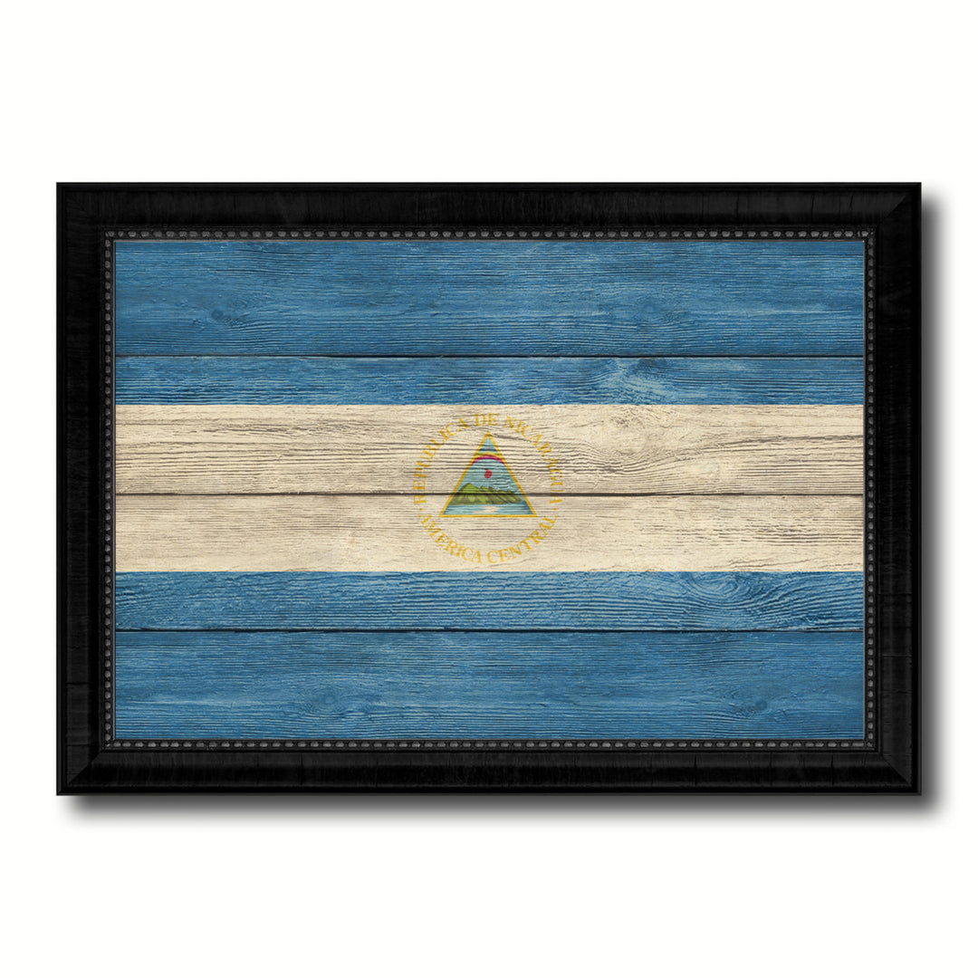 Nicaragua Country Flag Texture Canvas Print with Picture Frame  Wall Art Gift Ideas Image 1