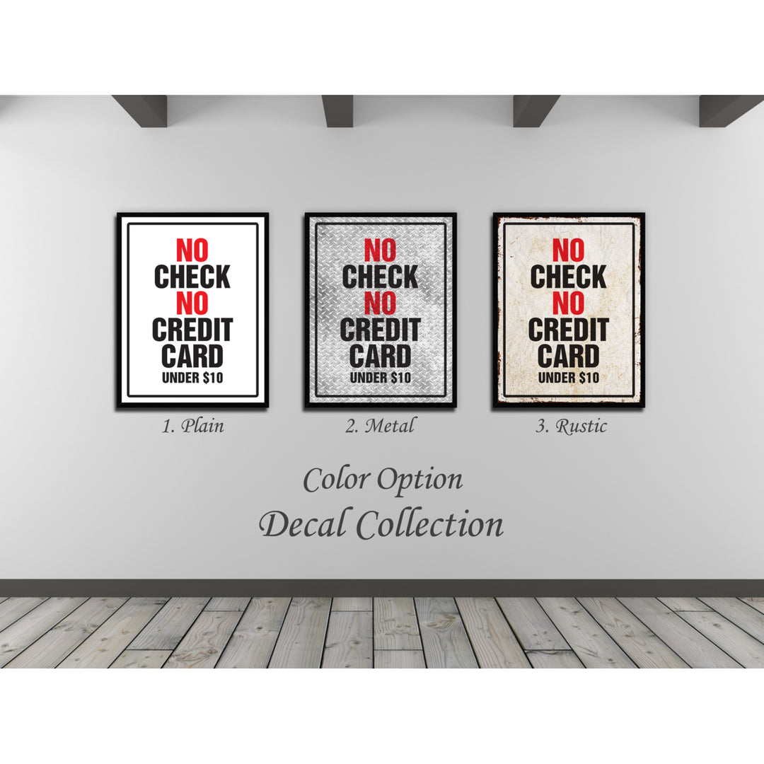 No Check No Credit Card Under 10 Business Sign Canvas Print with Picture Frame Gift Ideas Wall Art Image 2