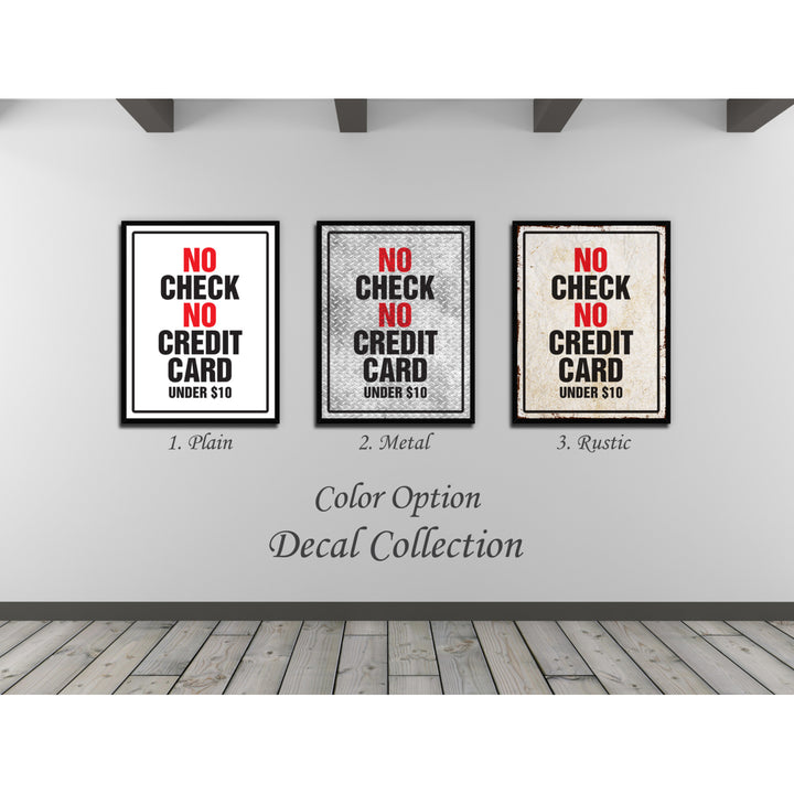 No Check No Credit Card Under 10 Business Sign Canvas Print with Picture Frame Gift Ideas Wall Art Image 2