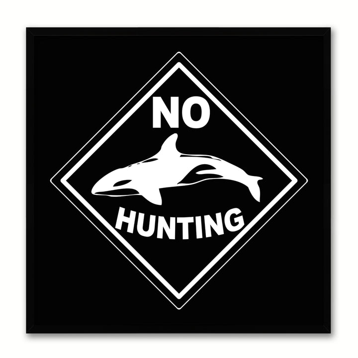 No Hunting Sign Art Black Canvas Print with Picture Frame Gift Ideas Wall  Mancave Image 1