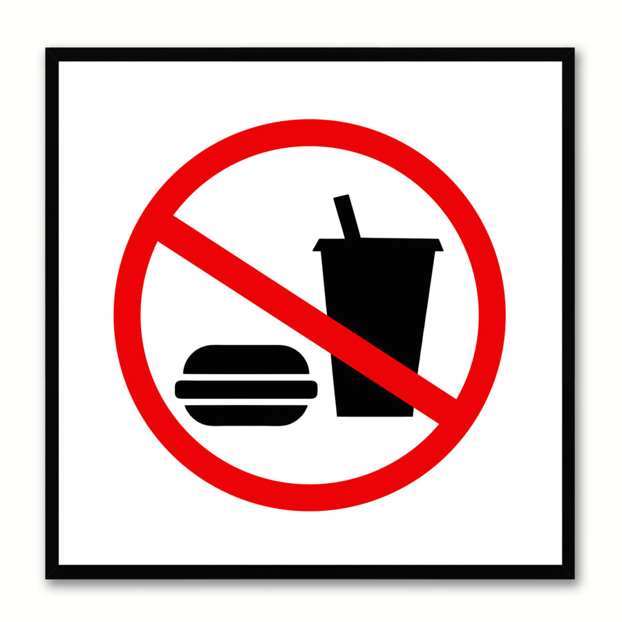 No Food Sign Art White Canvas Print with Picture Frame Wall  Mancave Image 1